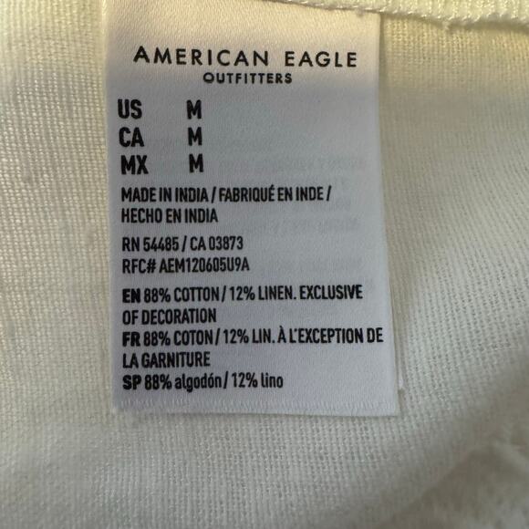 American Eagle White Lace Cutout Button Up Shirt Cotton Linen Women Medium NWT - Picture 9 of 9